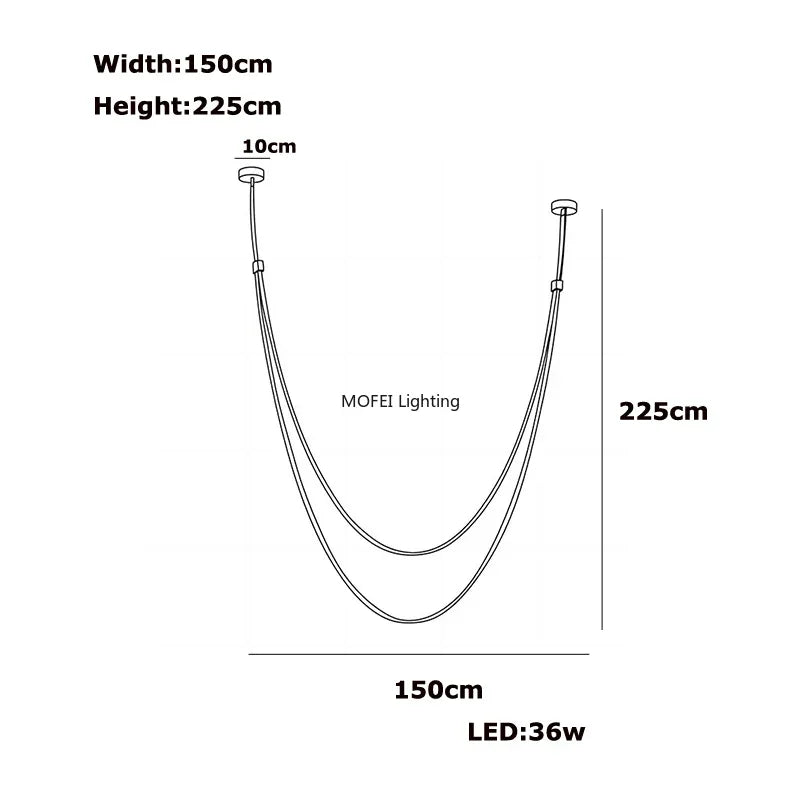 Nordic Lamp Designr Fashionable Light Luxury Flexible Belt Dimmable Chain Chandeliver Room Art Hall Home Decor Pendant Light LED