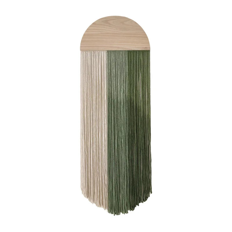 Creative tapestry, hand woven semi-circular wooden board, tassel tapestry, living room, homestay, wall hanging, wall decoration
