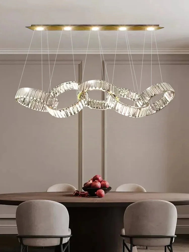 Nordic Luxury Art LED Pendant Lights Crystal Round Chandeliers Lamp Home Decor Bedroom Dinning Room Lobby Villa Lighting Fixture