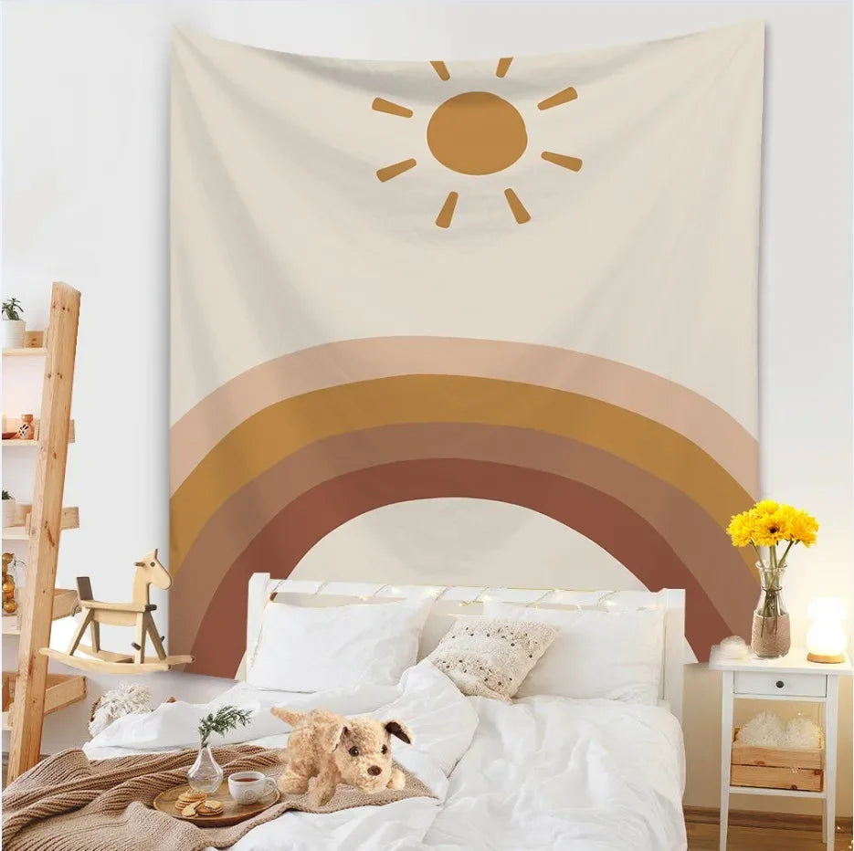Tapestry Living Room Background Mural Beach Mat Home Decoration Simple and Fresh Character Wall Hanging