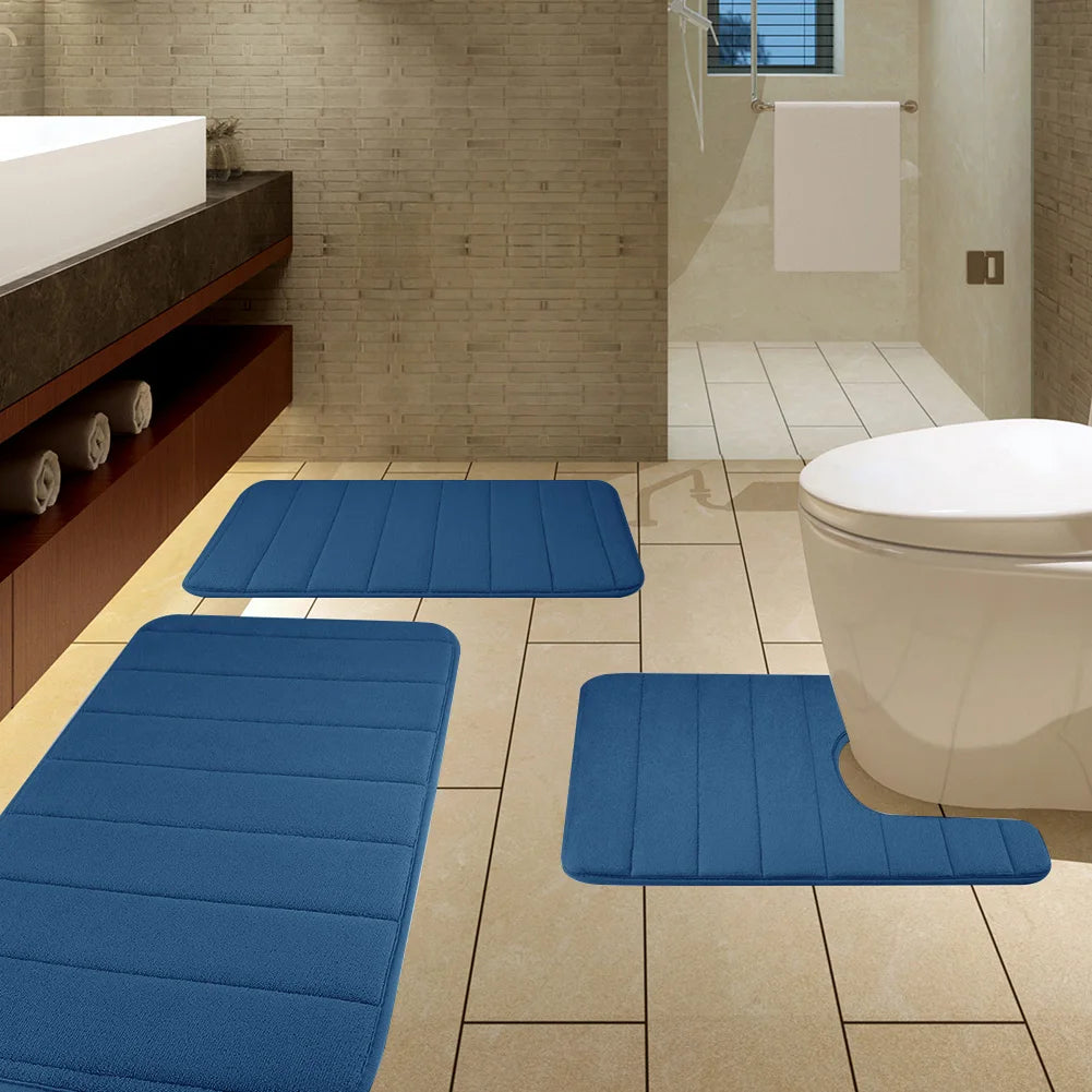 3 Pieces Memory Foam Bath Rugs Absorbent Bathroom Rugs Non-Slip Washable Bathroom Mats Bath Mats for Bathroom Floor Rugs Carpets