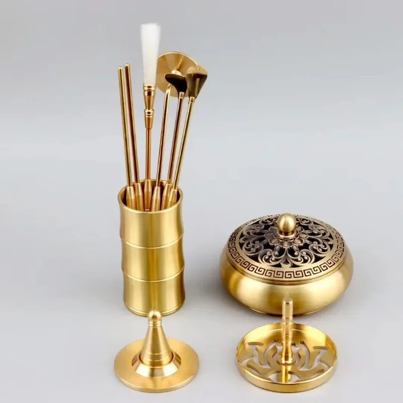 10pcs Brass Incense Tool Starter Set Home Room/bedroom/living Room/study/office/tea Room/Yoga Room/Hotel Seal Incense Supplies