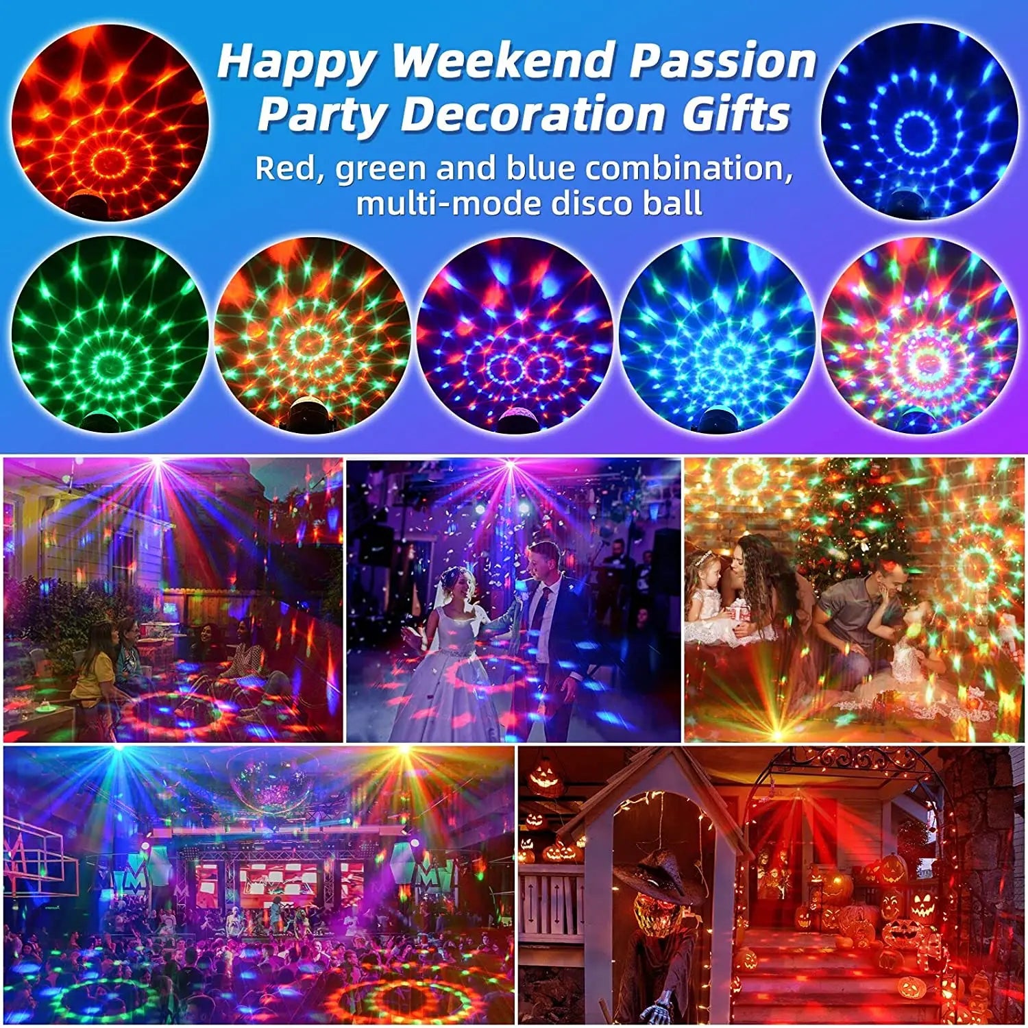 Disco Ball Lights DJ Party Lights Family Holiday Party Decorative Lights USB LED Mini DJ Stage Lights Strobe Lights