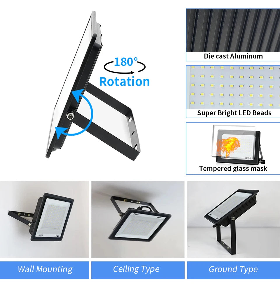 LED Flood Light 10W 20W 30W 50W 100W AC 220V LED Floodlight IP66 Waterproof Reflector Spotlight Street Light Outdoor Garden Lamp