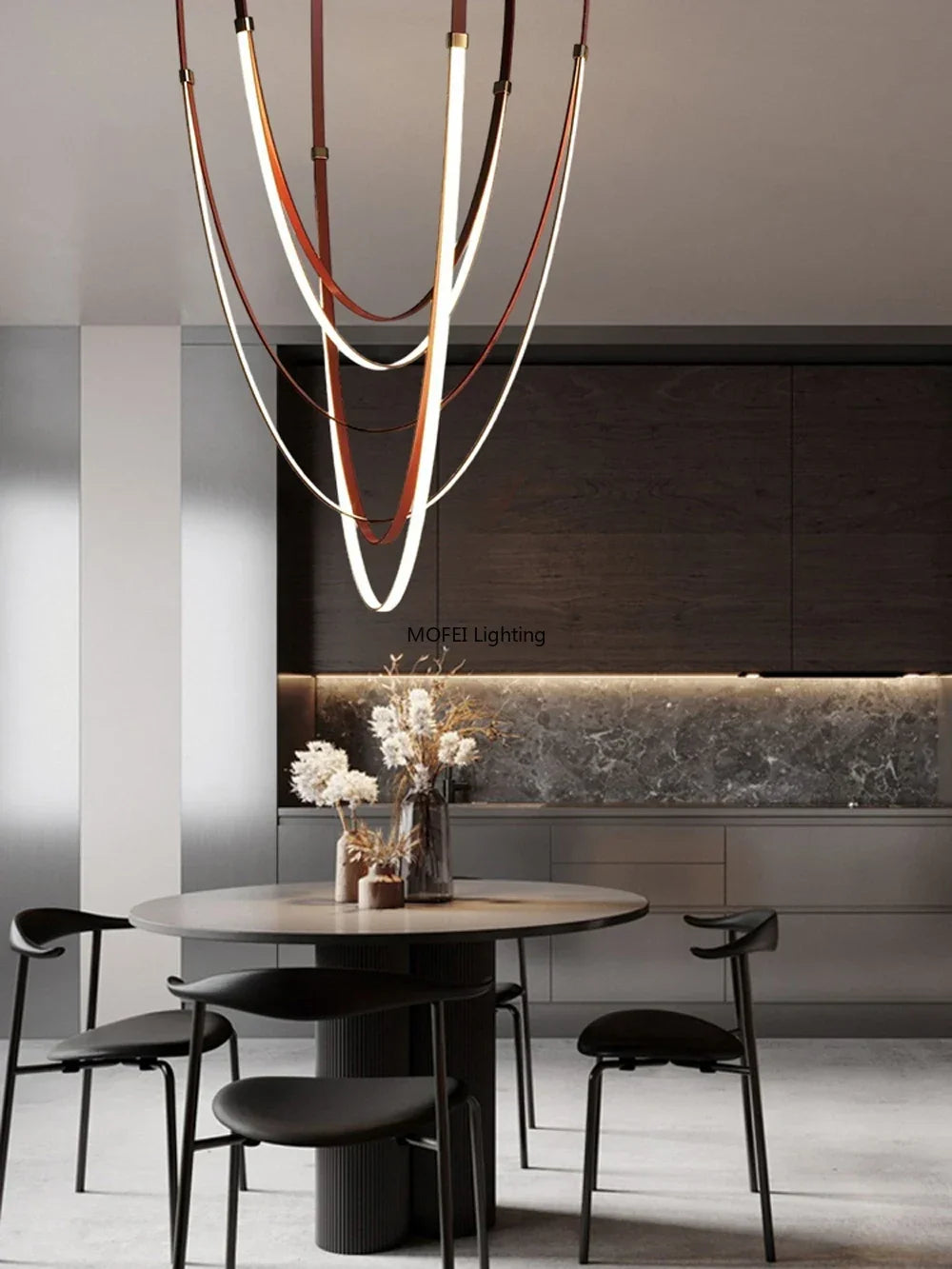 Nordic Lamp Designr Fashionable Light Luxury Flexible Belt Dimmable Chain Chandeliver Room Art Hall Home Decor Pendant Light LED