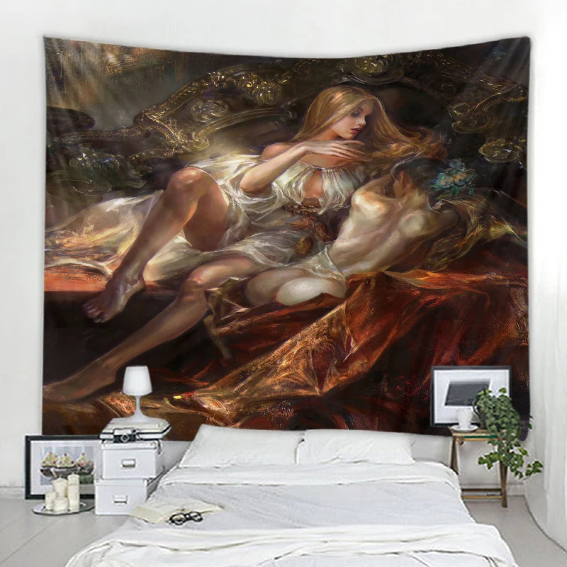 Gothic Ladies Medieval Art Tapestry Mandala Boho Hippie Wall Tapestry Home Background Decor Tapestry
