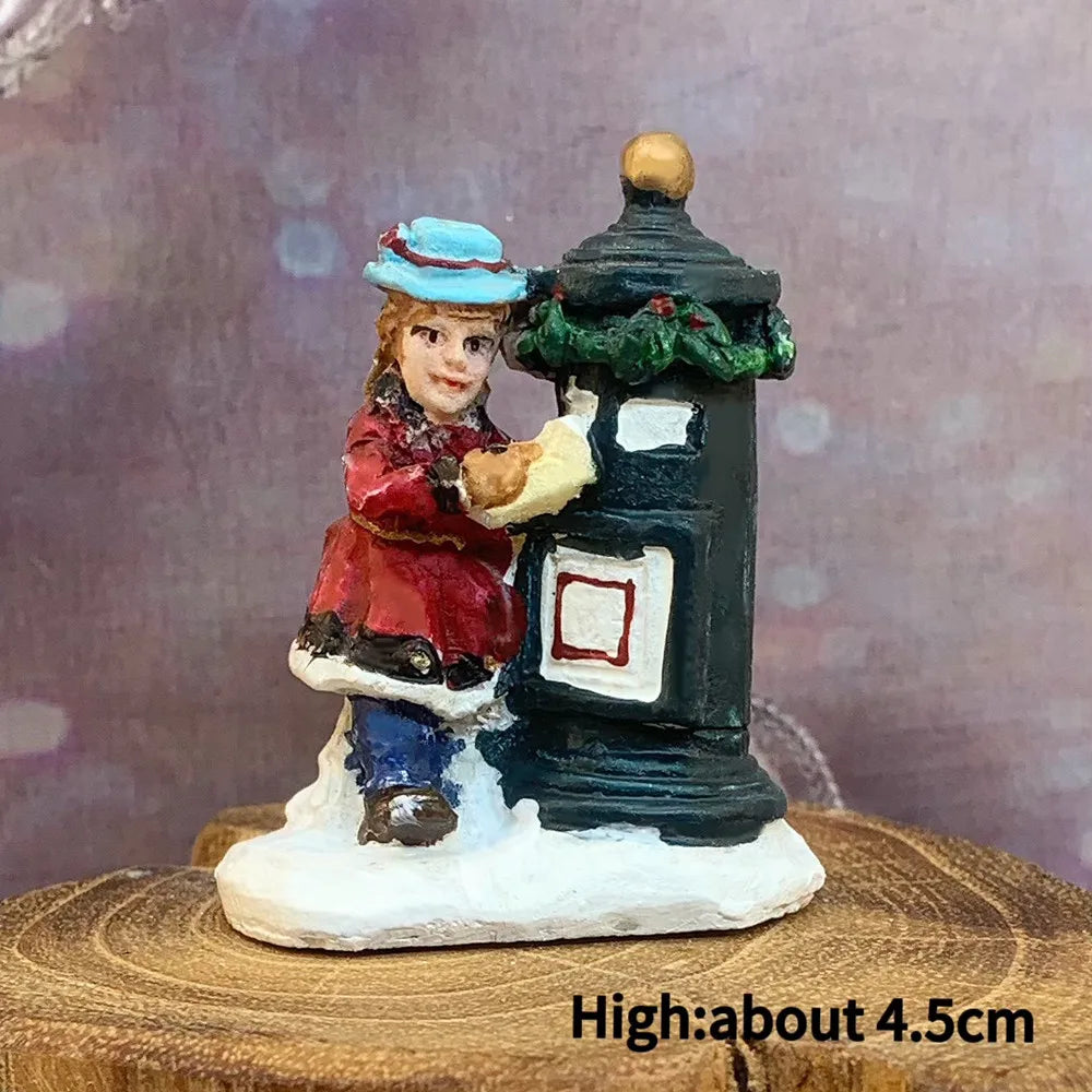 Vintage Victorian Winter Town Mini Resin Figurines, Christmas Scene Layout Ornaments, Holiday Travel Collectible Gifts