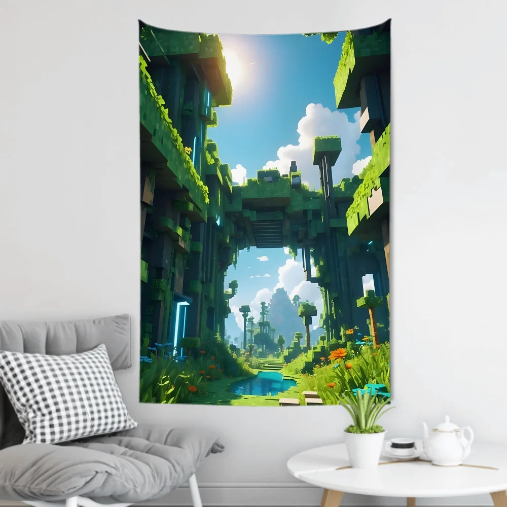 Anime Game HD M-MinecraftS Tapestry Room Decor Wall Cloth Party Hanging Background Room Decor Baby Room