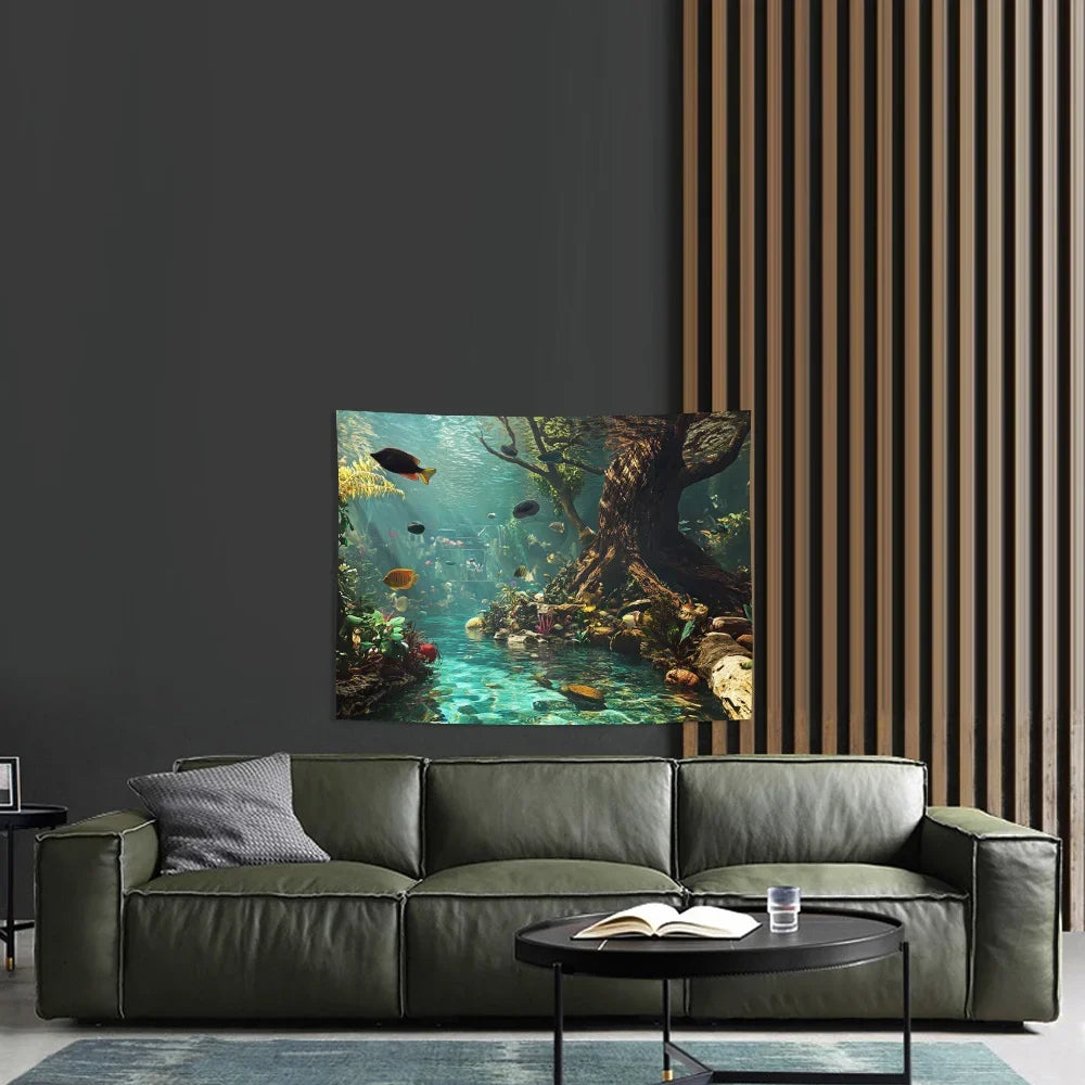 1 aquarium tapestry, polyester fiber wall decoration, suitable for living rooms, bedrooms, offices, and parties