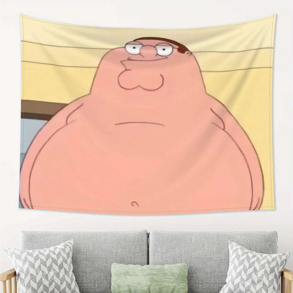 Peter Griffin Cartoon Character Tapestry Wall Hanging Lightweight Home Decor for Bedroom Living Room Dormitory Office Party