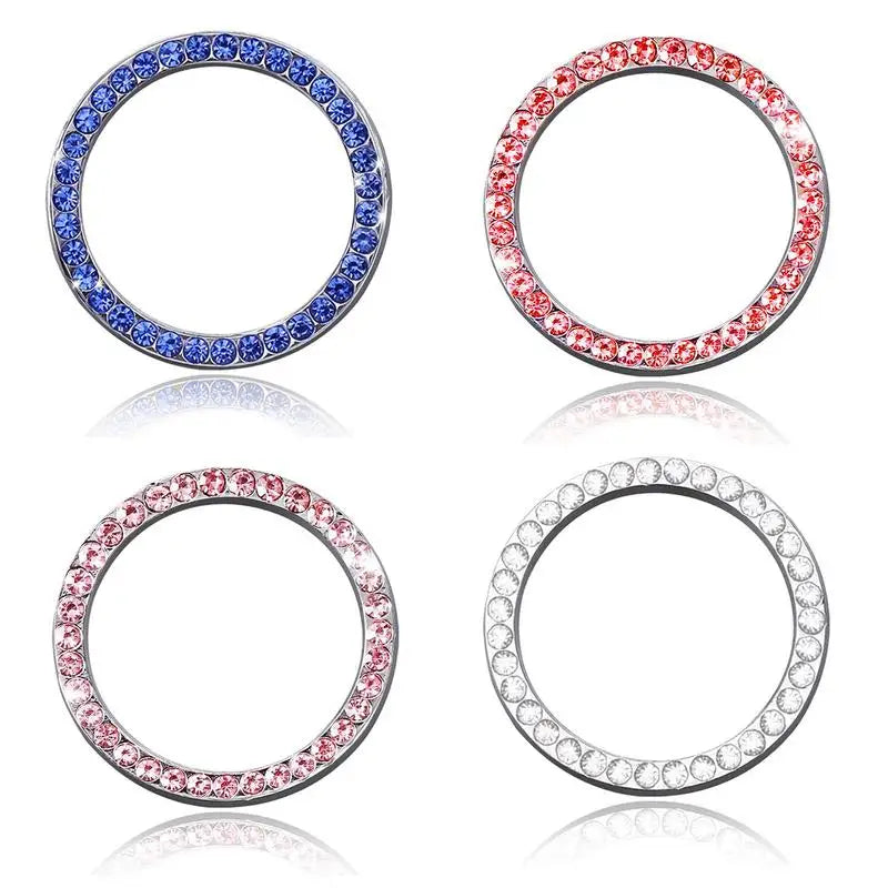 Car Start Switch Button Auto Decorative Diamond Stickers Adhesive Ring Trims Protective Cover Car Accessories Car Interior Decor