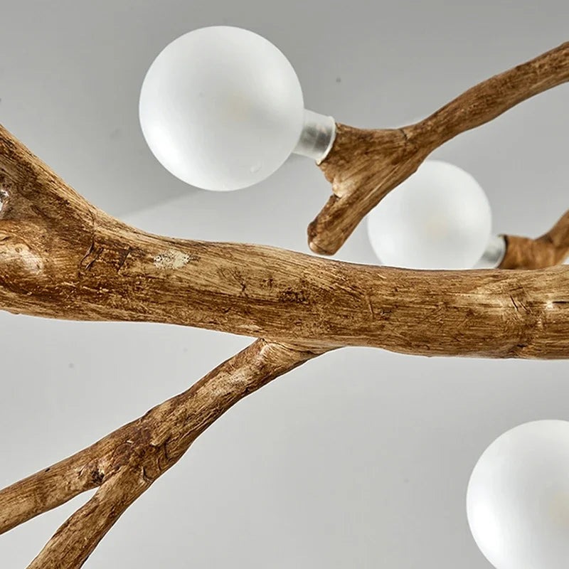 Modern Nordic Retro LED Chandelier For Living Bedroom Tree Branch Art Ceiling Pendant Lights Brown Antique Hanging Lamp Decor Li