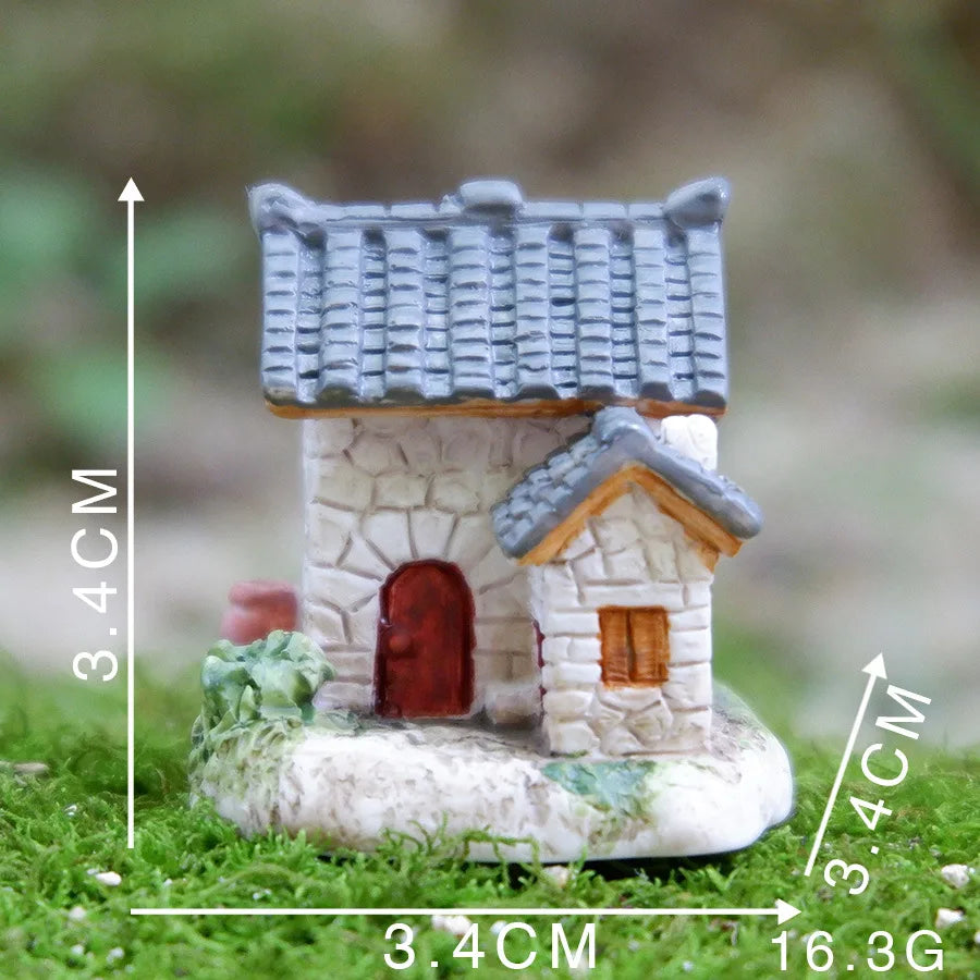 Decor Resin Ornament Miniature Fairy Garden House Villa Miniature Landscape Bonsai Decor Outdoor DIY Dolls House Decoration