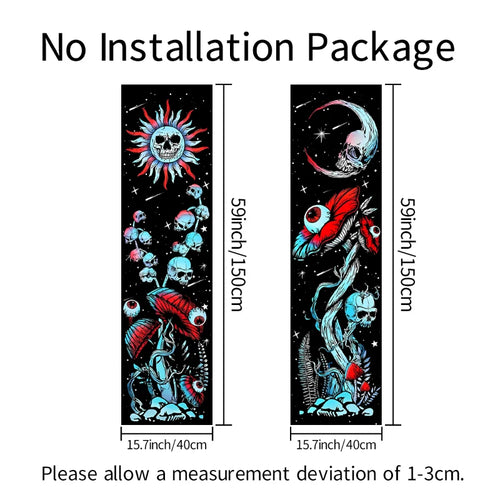 2pcs,Skeleton mushroom tapestry, abstract eye tapestry, sun, moon, starry sky tapestry, plant tapestry aesthetic wall hanging