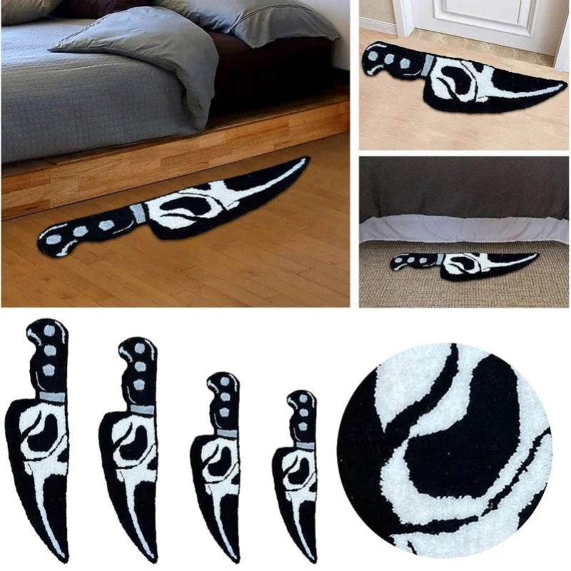 Skull Knife Carpet Horror Scary Scream Bedside Rug Wear Resistant Cashmere Home Welcome Decor 88.9CM