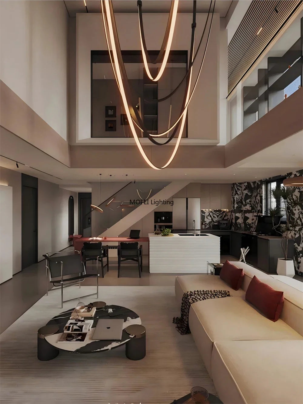 Nordic Lamp Designr Fashionable Light Luxury Flexible Belt Dimmable Chain Chandeliver Room Art Hall Home Decor Pendant Light LED