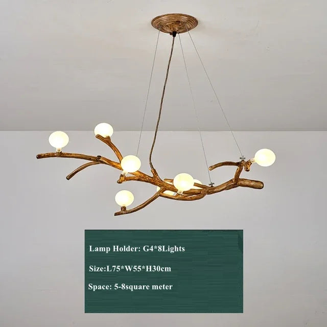 Modern Nordic Retro LED Chandelier For Living Bedroom Tree Branch Art Ceiling Pendant Lights Brown Antique Hanging Lamp Decor Li