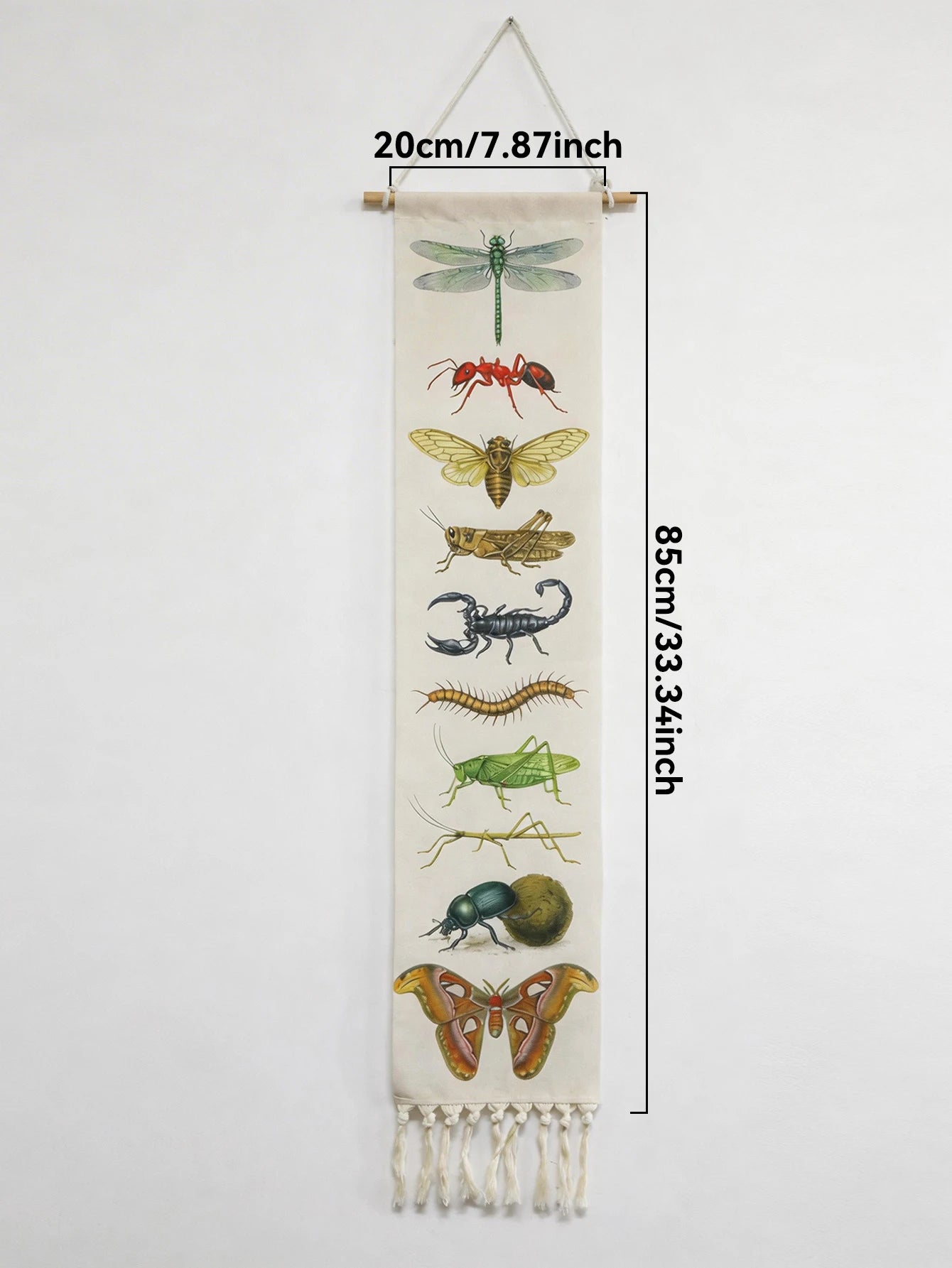 Vintage Insect Tapestry Wall Hanging, Retro Bug Art Print Tassel Banner Wall Art for Bedroom, Living Room & Dorm Aesthetic Decor