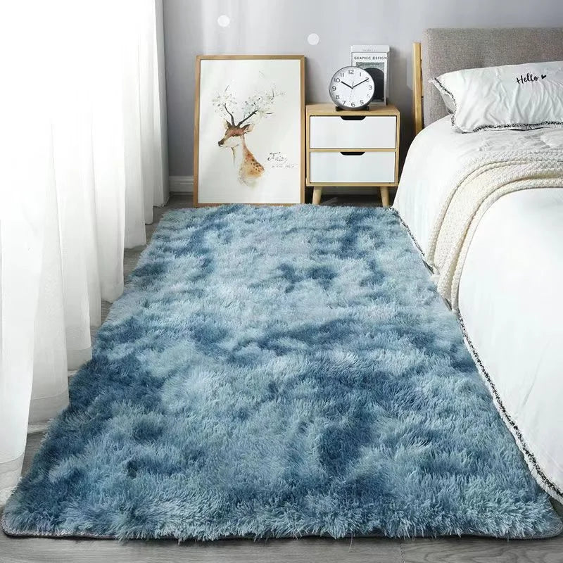 VIKAMA Silk Wool Fluffy Shaggy Bedroom Area Shaggy Non-Slip Rugs, Machine Washable Soft Shaggy Rugs Modern Soft Plush Rugs