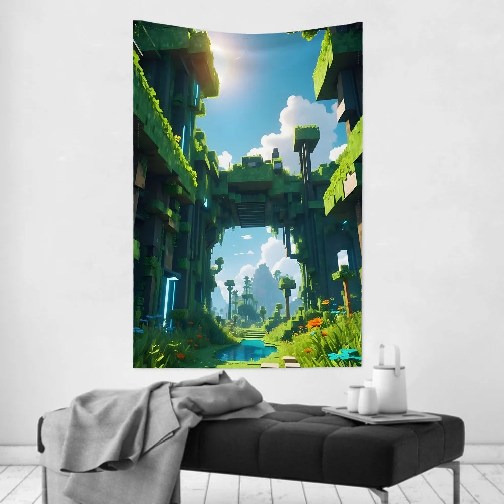 Anime Game HD M-MinecraftS Tapestry Room Decor Wall Cloth Party Hanging Background Room Decor Baby Room