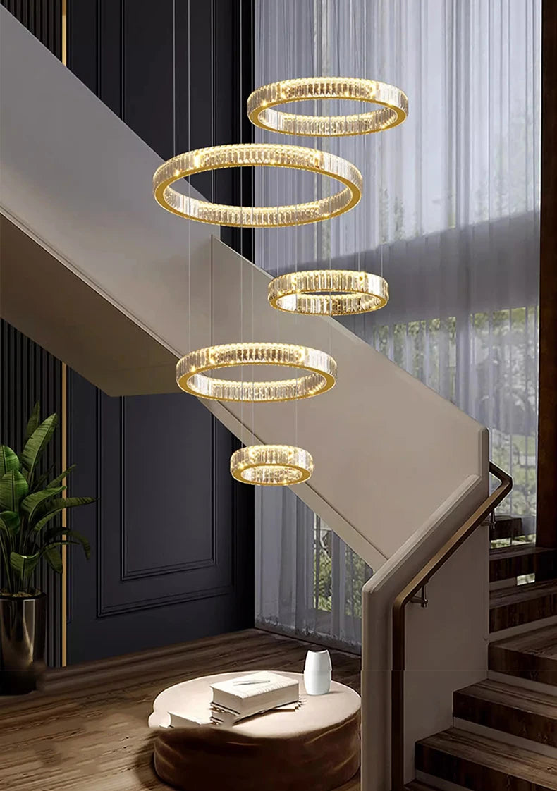 Nordic home decor Crystal chandelier Dining room chandelier ceiling lamp villa chandelier stair lamp interior lighting fixture