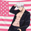 Anime Tapestry Satoru Gojo Pink Flags Wall Tapestries Bedroon Wallpapers Background Wall Cloth Party Banner Decor Home Tapestry