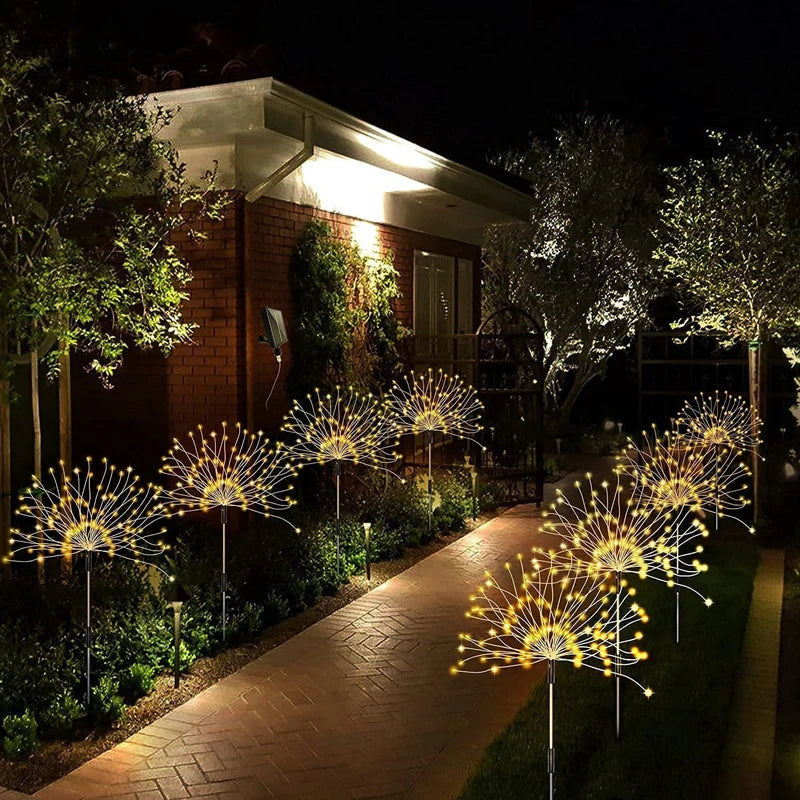 Solar Firework Lights Outdoor Waterproof Lights Camping Ambient String Lights Solar Ground Plug Firework Lights String Lights