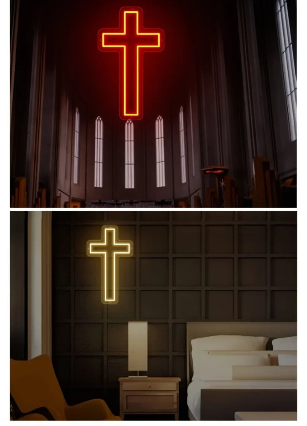 Jesus Cross Neon Sign,Led Cross Decor Art Lamp for Wall Decor, Bedroom, Christian Decor, Religious Room,Christening Day Decor