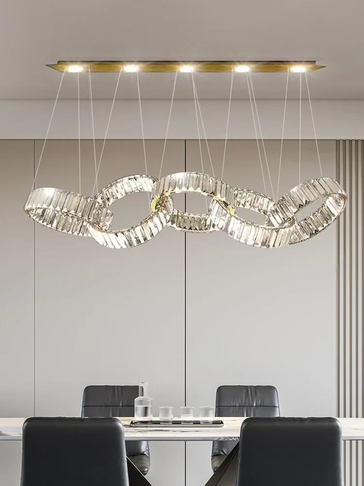 Nordic Luxury Art LED Pendant Lights Crystal Round Chandeliers Lamp Home Decor Bedroom Dinning Room Lobby Villa Lighting Fixture
