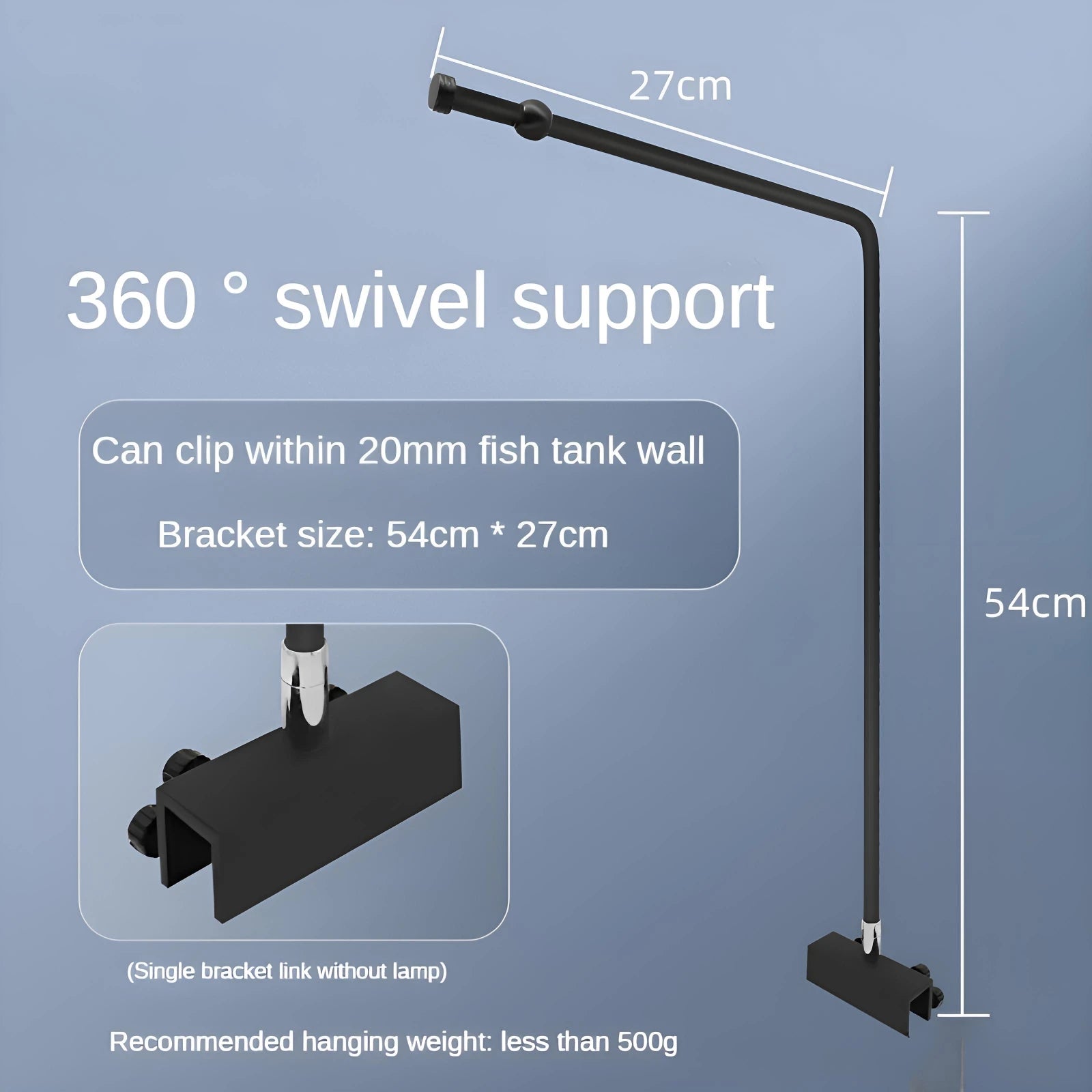 Aluminum Alloy Brushed Fish Tank Light Bracket – Versatile Clamp Mount for Tube, Pendant & Strip Lights