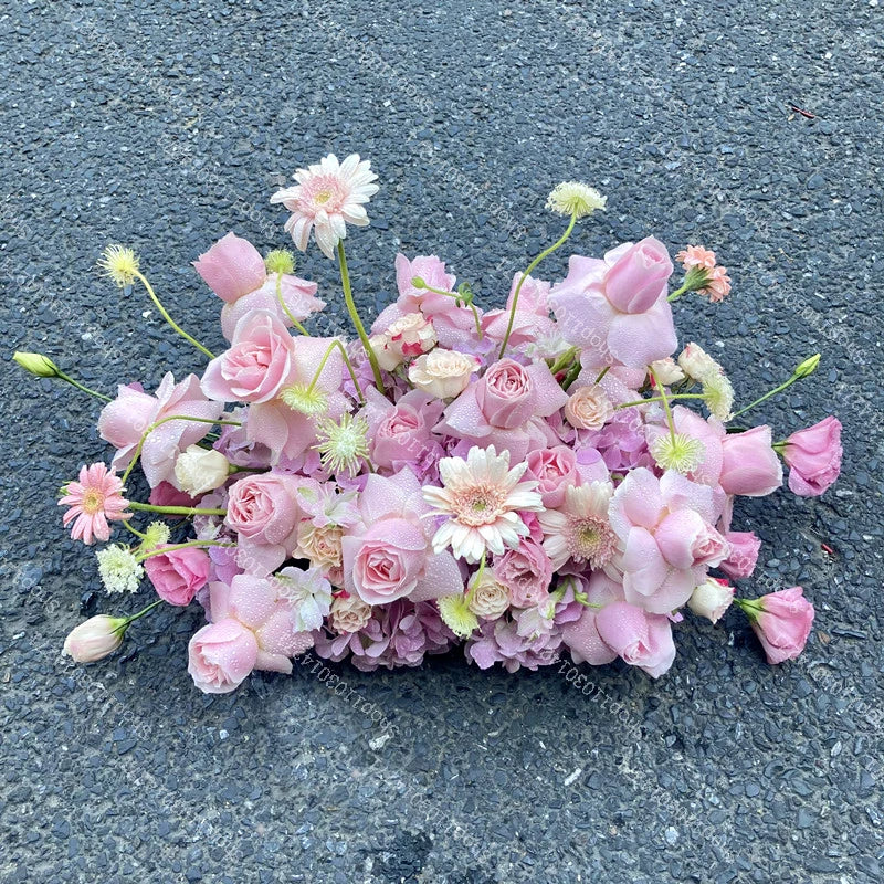 Artificial Flower Road Lead Floor Flower Row Welcome Sign Decor Wedding Hanging Flowers Row Centerpiece Party Decoration