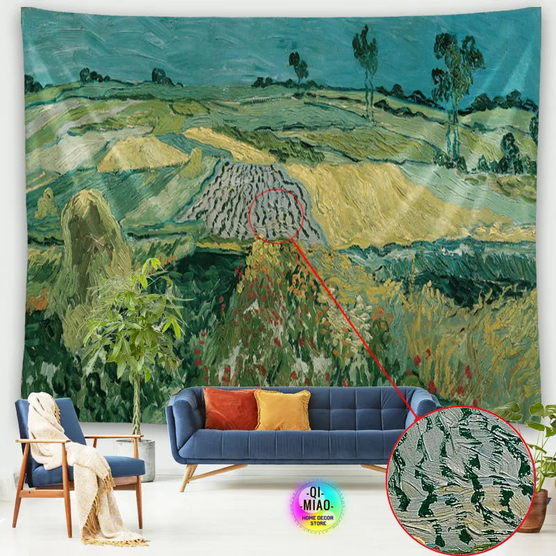 Tapestry World Famous Painting Van Gogh Tapestries Printed  Wall Hanging Rural Landscape Home Decoration Bedroom Decor Wall Ar