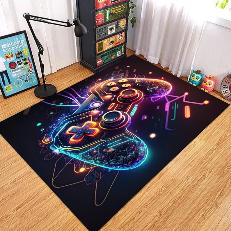 Gamer Rug Gaming Rug,Game Rug Geometric Rug,Colorful Rug Play Room Rug Neon Decor Rug Neon Look Sport Rug Area Rug,Gaming Gifts