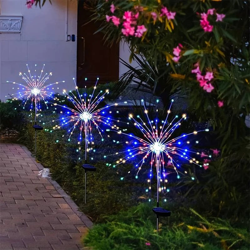 Solar Firework Lights Outdoor Waterproof Lights Camping Ambient String Lights Solar Ground Plug Firework Lights String Lights