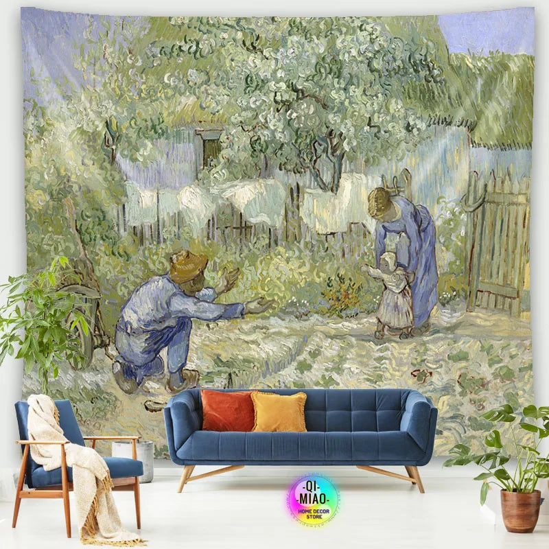Tapestry World Famous Painting Van Gogh Tapestries Printed  Wall Hanging Rural Landscape Home Decoration Bedroom Decor Wall Ar