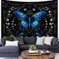 1pc Blue butterfly tapestry, Bohemian floral tapestry, plant tapestry, moon phase starry sky tapestry, beautiful tapestry