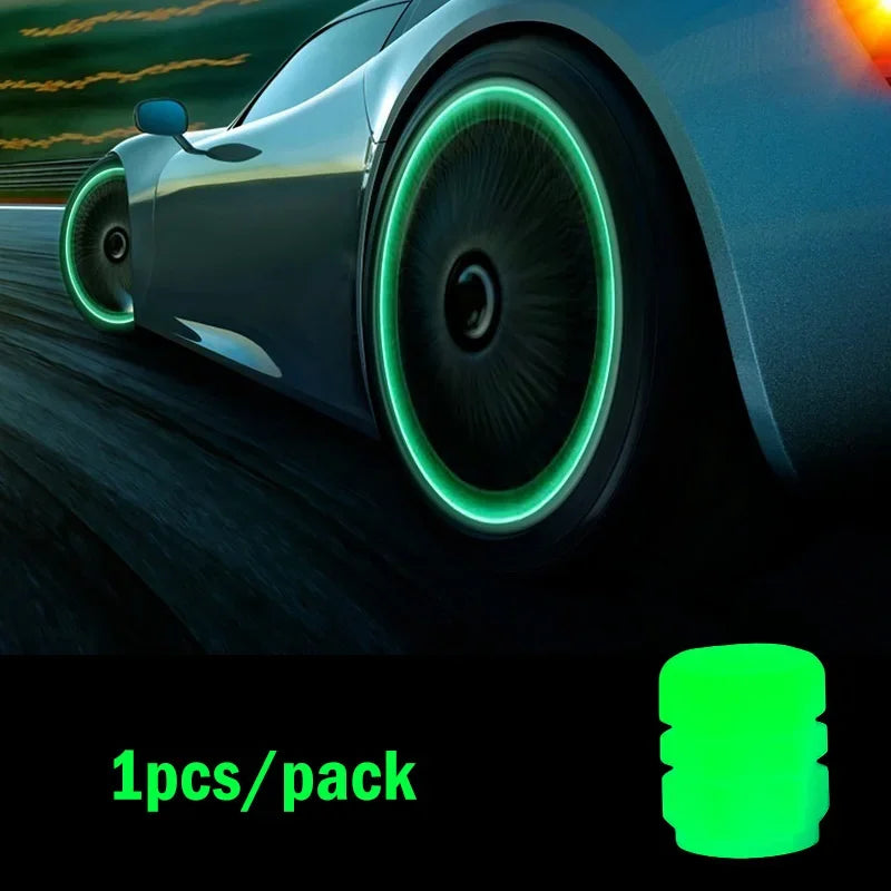 Luminous Valve Caps Fluorescent Red Night Glowing Car Motorcycle Bicycle Wheel Styling Tyre Hub Universal Cap Decor 1/4Pcs