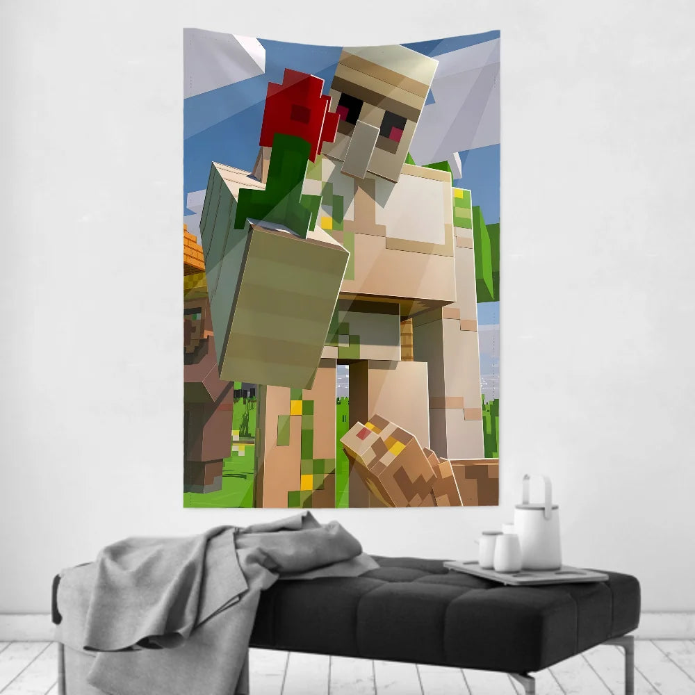 Anime Game HD M-MinecraftS Tapestry Room Decor Wall Cloth Party Hanging Background Room Decor Baby Room