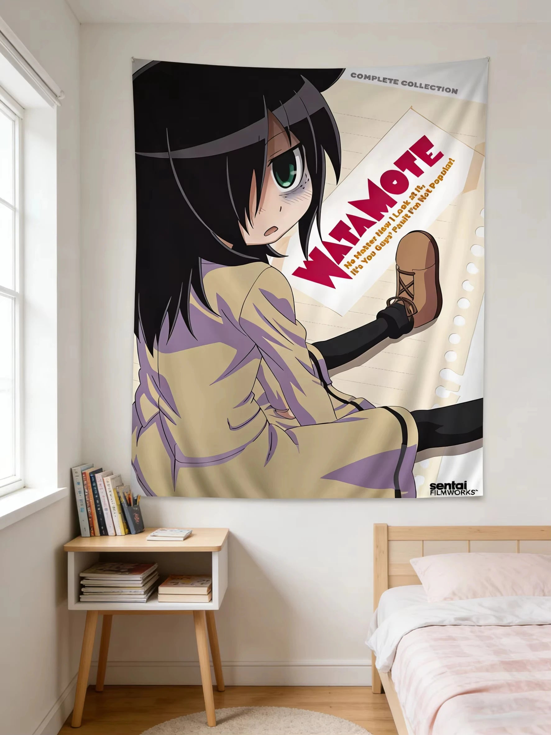 Anime Watamote Kuroki Tomoko Colorful Tapestry Japanese Anime Girl Tapestry Bohemian Style Tapestry Aesthetic Wall Hanging Decor