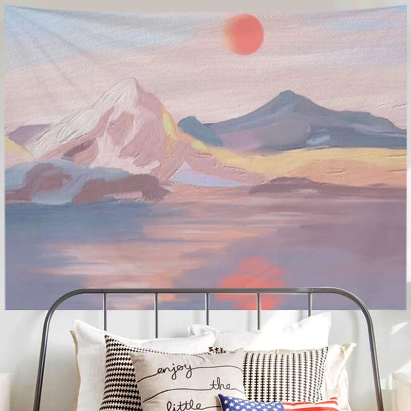 Ashou Oil Painting Scenery Tapestry Dorm Room Decoration Aesthetic Tapestry Wall Tapestry Decor Wall Hanging Tapestry Decoration