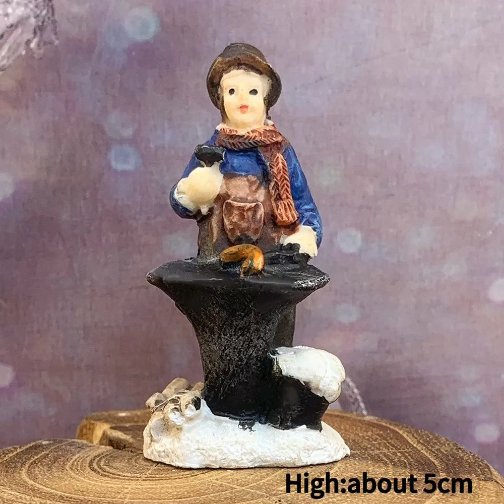 Vintage Victorian Winter Town Mini Resin Figurines, Christmas Scene Layout Ornaments, Holiday Travel Collectible Gifts