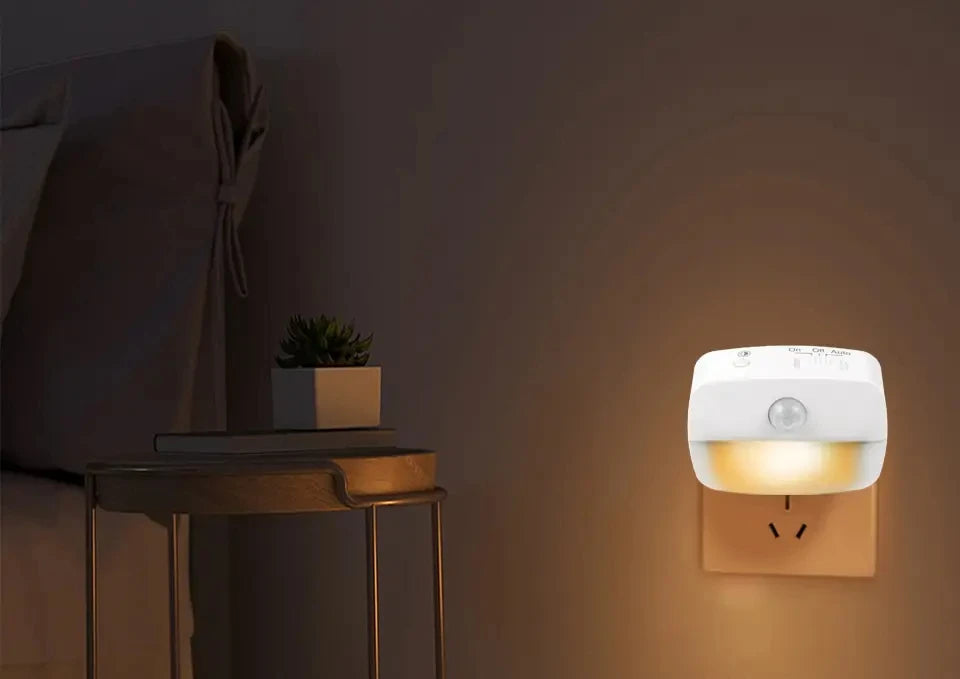 LED Night Light With Motion Sensor Light EU US Plug Socket Lamps Children Night Lights Wireless Wall Bedside Bedroom Night Lamp
