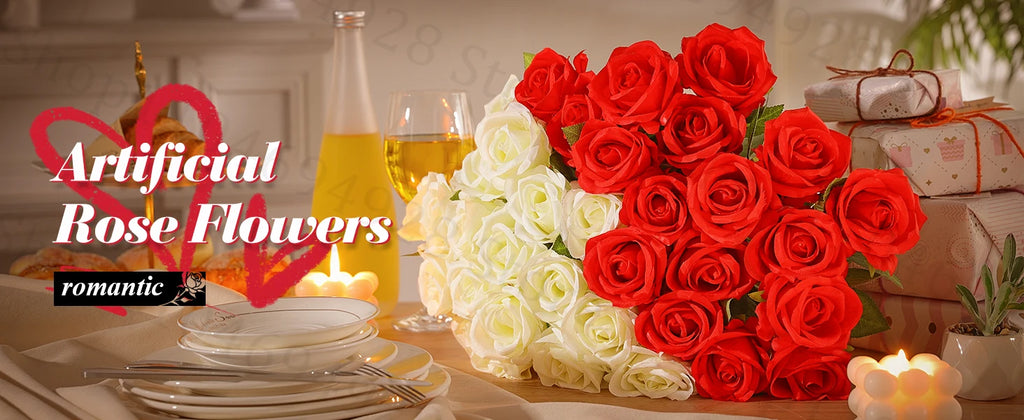 24-80Pcs Artificial Roses Flowers 3.9''Big Velvet Rose Artificial Flowers with Long Stems for Wedding Mothers Day Decor