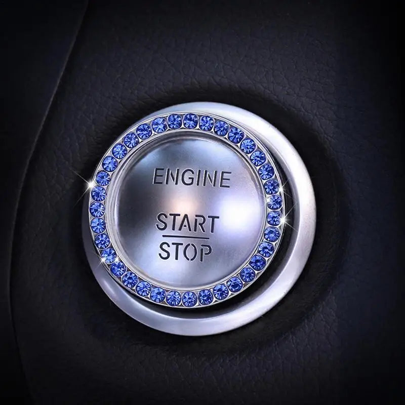 Car Start Switch Button Auto Decorative Diamond Stickers Adhesive Ring Trims Protective Cover Car Accessories Car Interior Decor