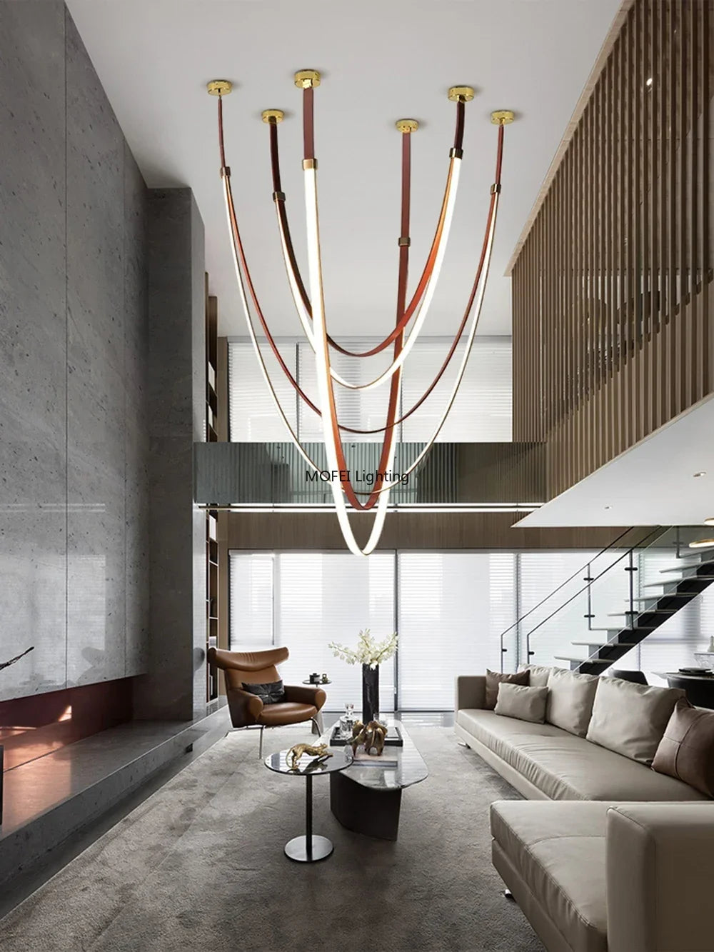 Nordic Lamp Designr Fashionable Light Luxury Flexible Belt Dimmable Chain Chandeliver Room Art Hall Home Decor Pendant Light LED