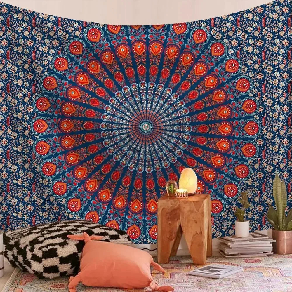 Bohemian Decorative Wall Cloth Tapestry Psychedelic Hippie Night Moon Tapestry Mandala Tapestry Indian Mandala