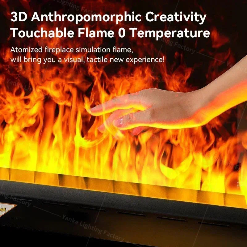 Modern 3D Steam Fireplace Silent Decorative Humidifier Electric Flame LED Water Vapor Fireplace Indoor Remote TV Wall Room Decor