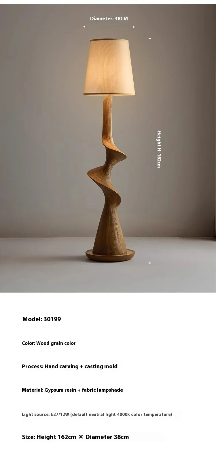 New Chinese Medieval Retro Solid Wood Artistic Floor Lamp LED Standing Light for Living Room Sofa Side Home Decor Room Decor