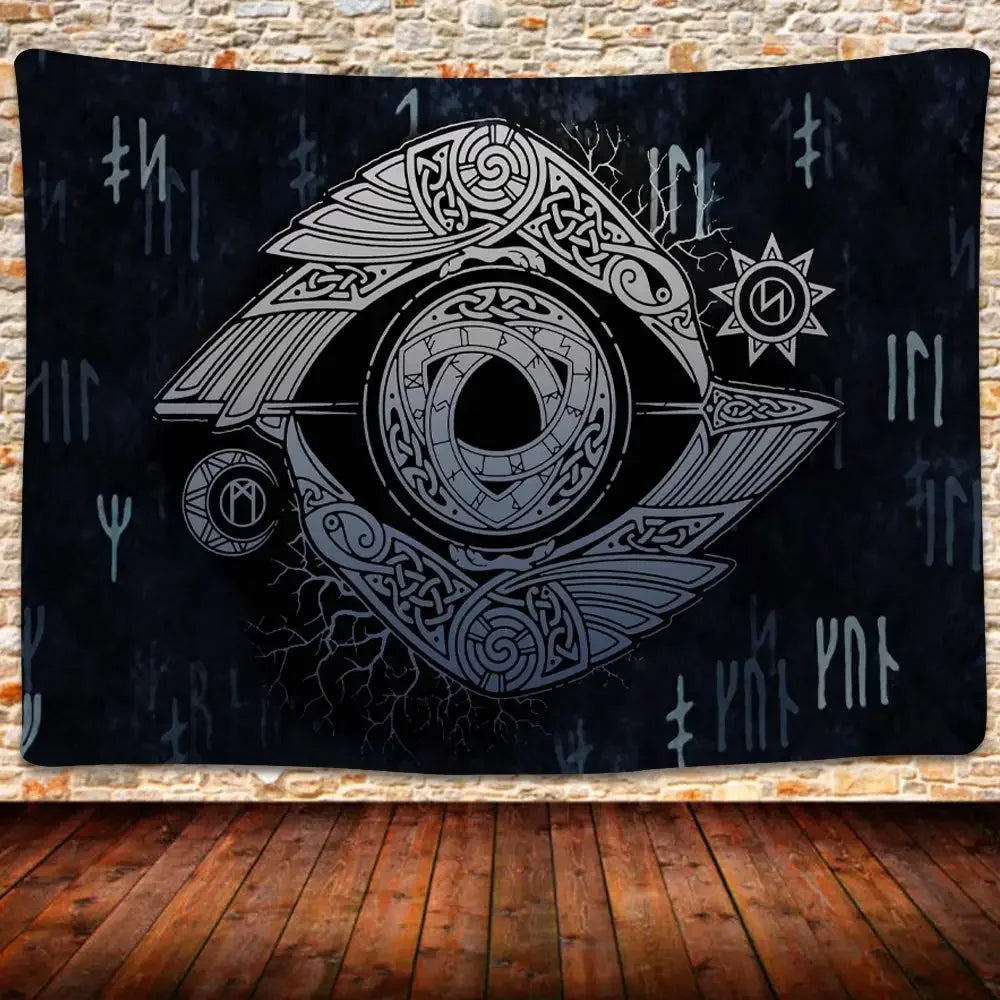 unframed Norse Mythology Vikings Tapestry Mysterious Ancient Runes Totem Tapestries Wall Hanging Art for Living Room Bedroom Hom