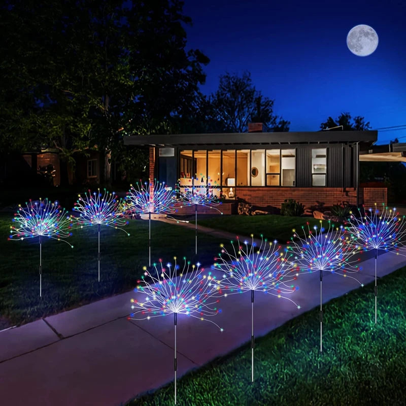 Solar Firework Lights Outdoor Waterproof Lights Camping Ambient String Lights Solar Ground Plug Firework Lights String Lights